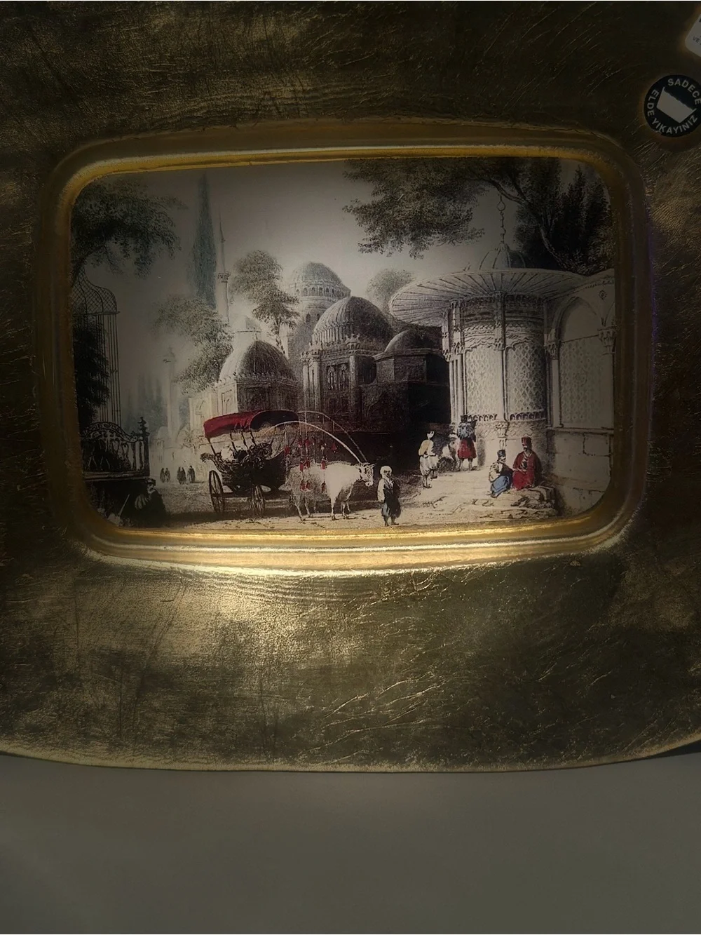 & Other Stories Gold Decorative Wall Plaque with Vintage Scene